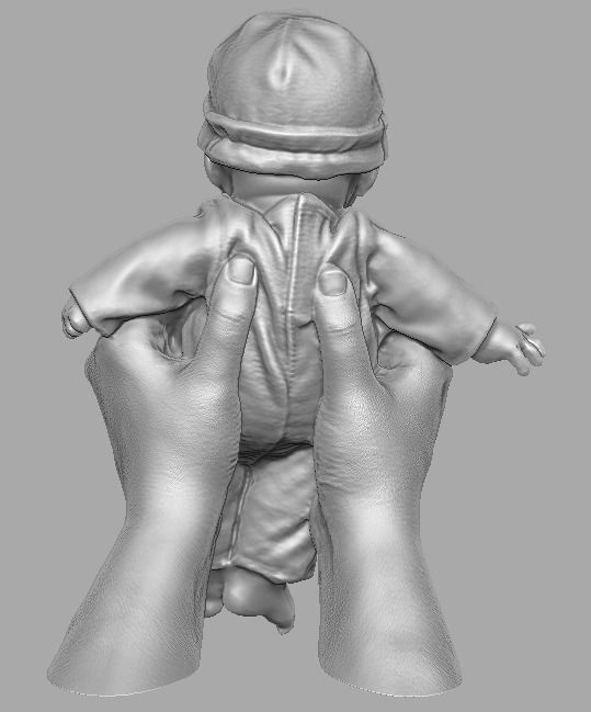 hands holding baby doll  3D print model_13