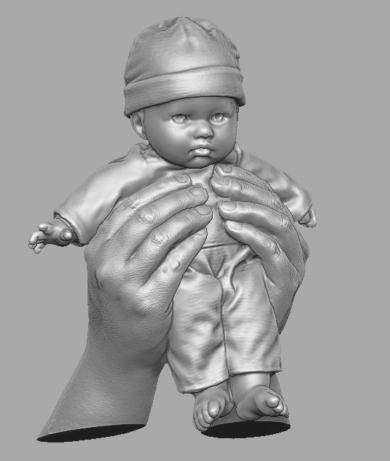 hands holding baby doll  3D print model_24