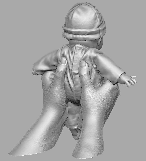 hands holding baby doll  3D print model_15