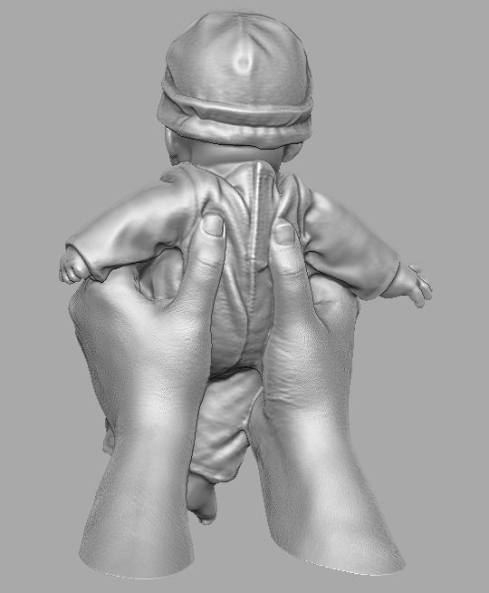 hands holding baby doll  3D print model_12