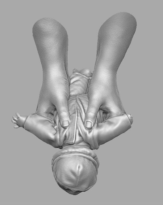 hands holding baby doll  3D print model_26