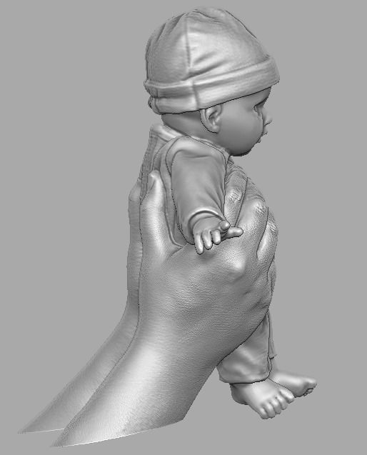 hands holding baby doll  3D print model_19