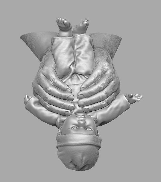 hands holding baby doll  3D print model_25