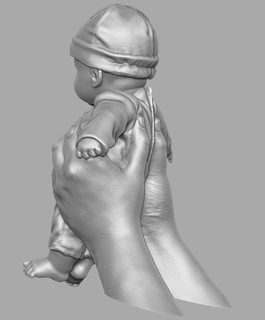 hands holding baby doll  3D print model_9