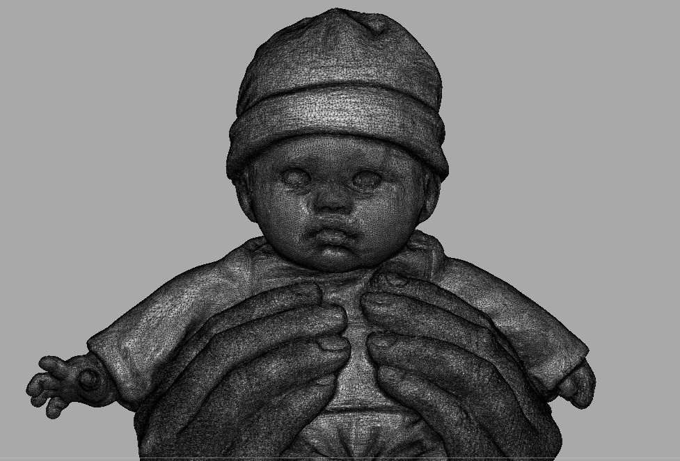 hands holding baby doll  3D print model_29