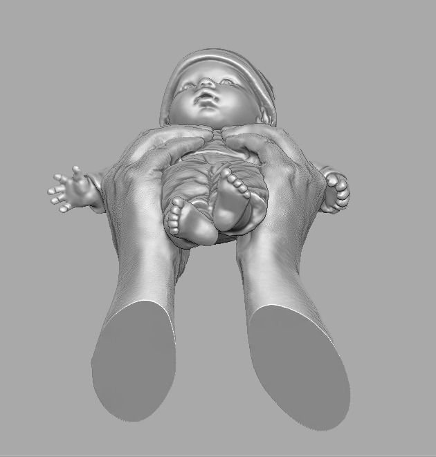 hands holding baby doll  3D print model_27