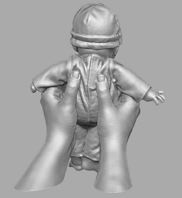 hands holding baby doll  3D print model_14