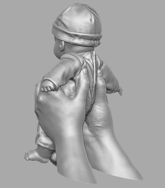 hands holding baby doll  3D print model_10
