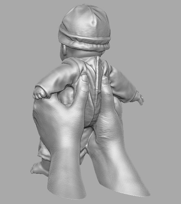 hands holding baby doll  3D print model_11
