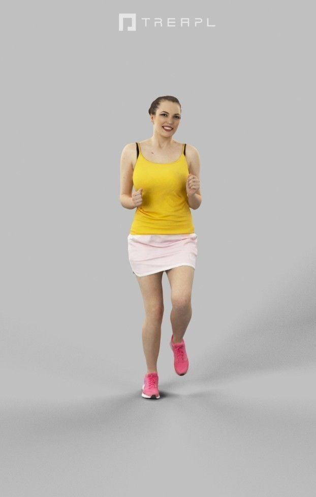 Dream Attractive Sports Woman Running Jogging Low-poly 3D model_3