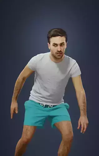Casual Sports Man Flow plays football and changes direction Low-poly 3D model