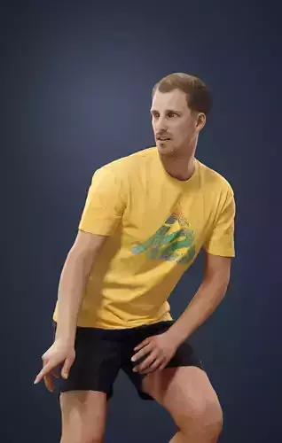Casual Sport Man Mistery playing football anticipating Low-poly 3D model