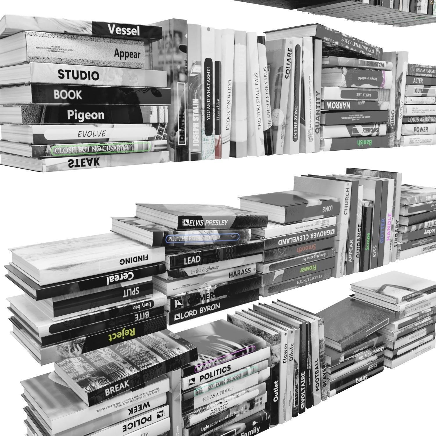 Books 150 pieces 2-4-3 Low-poly 3D model_19