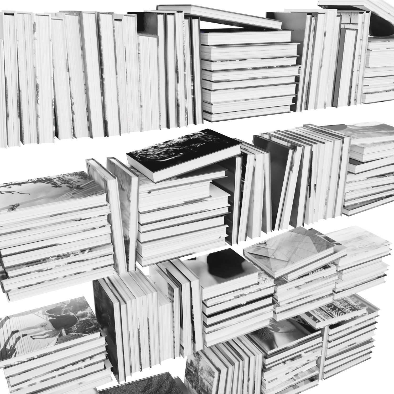 Books 150 pieces 2-4-3 Low-poly 3D model_8