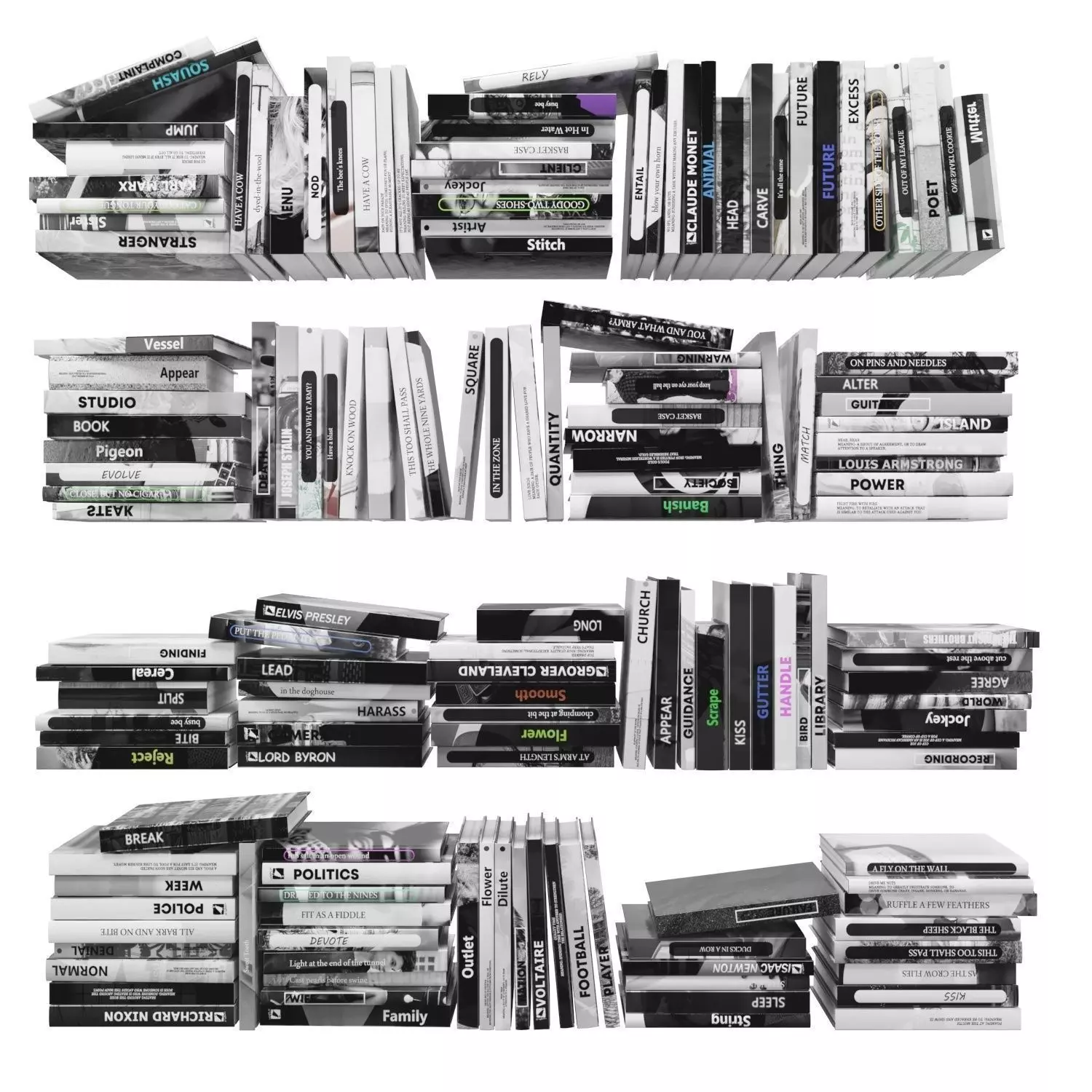 Books 150 pieces 2-4-3 Low-poly 3D model_0