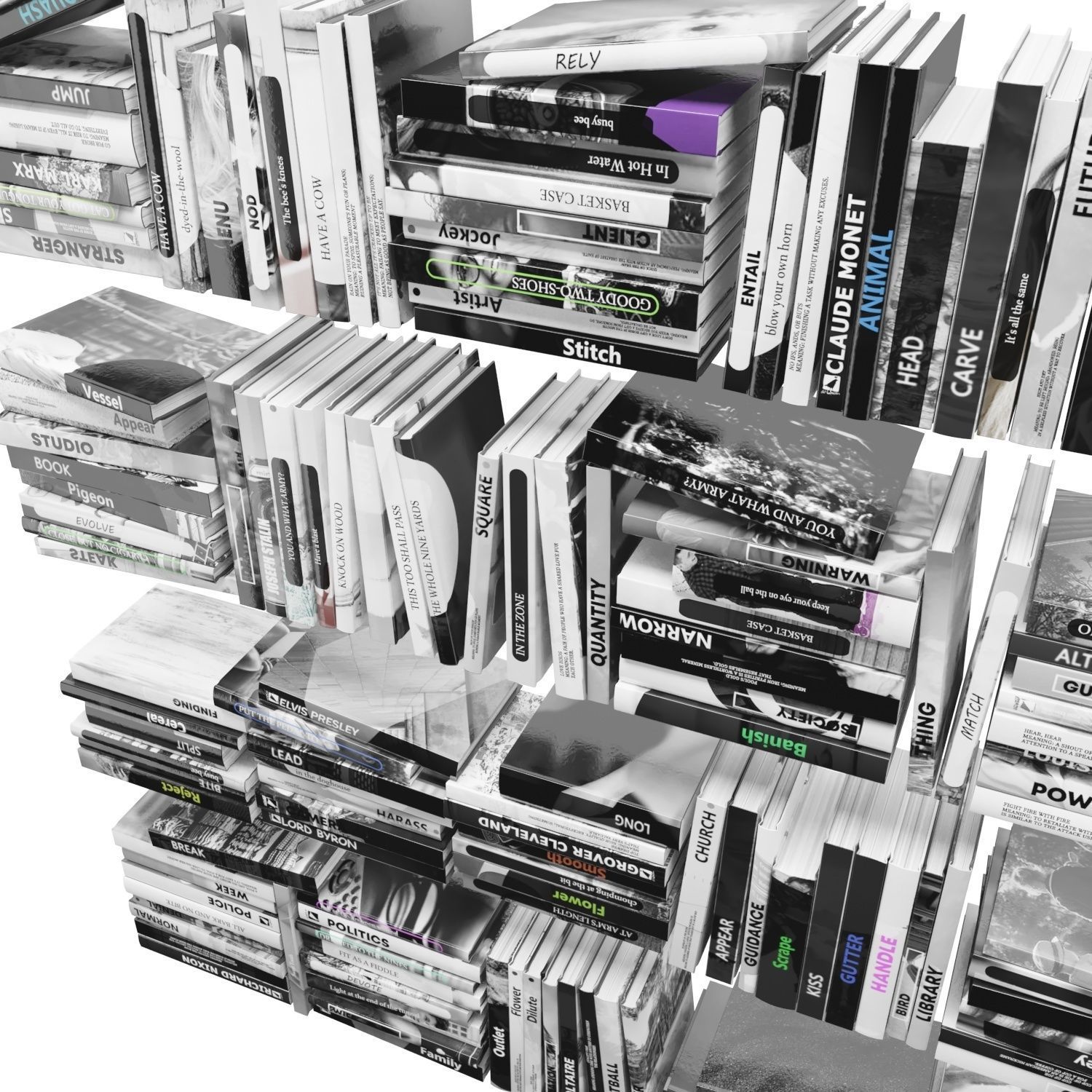 Books 150 pieces 2-4-3 Low-poly 3D model_23