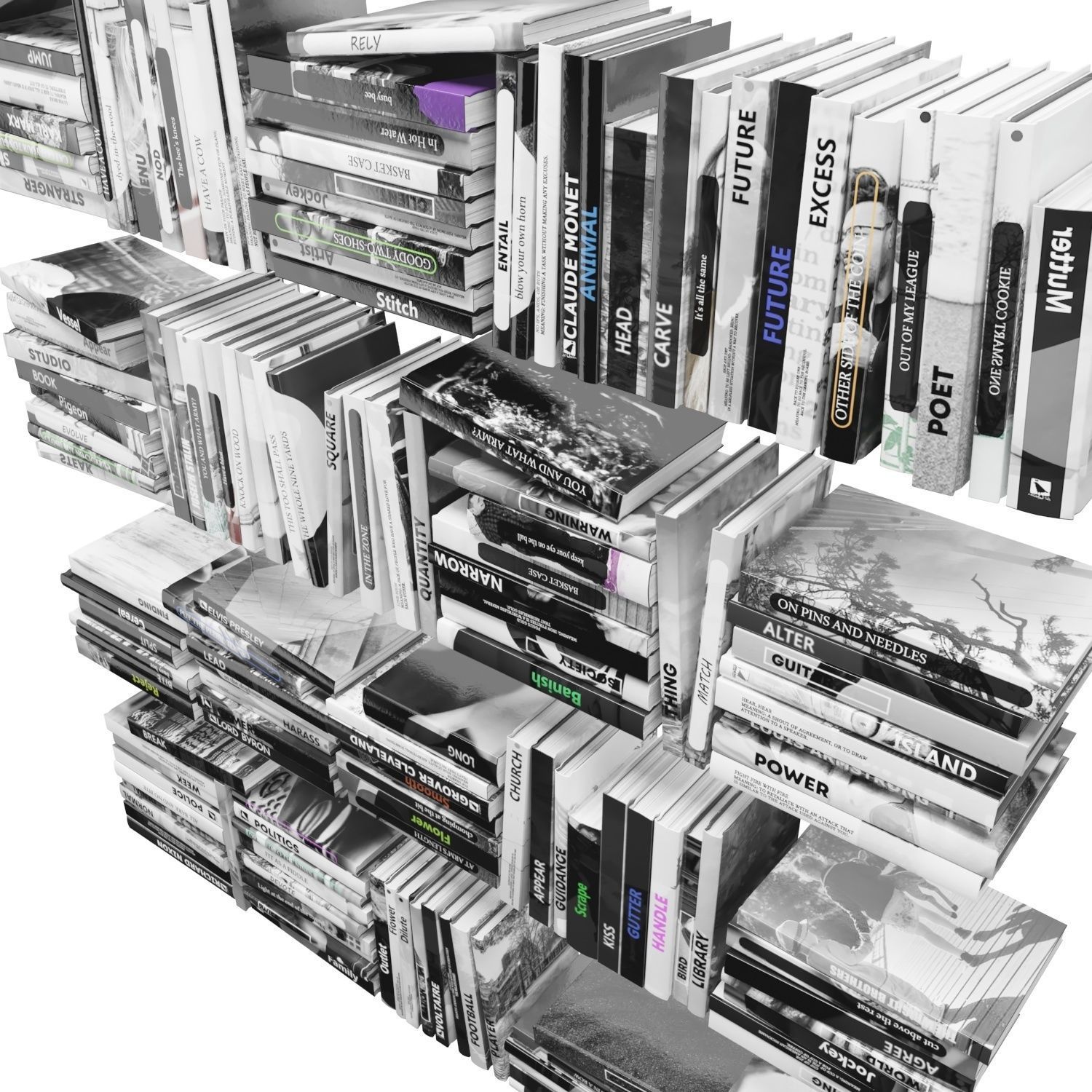 Books 150 pieces 2-4-3 Low-poly 3D model_20