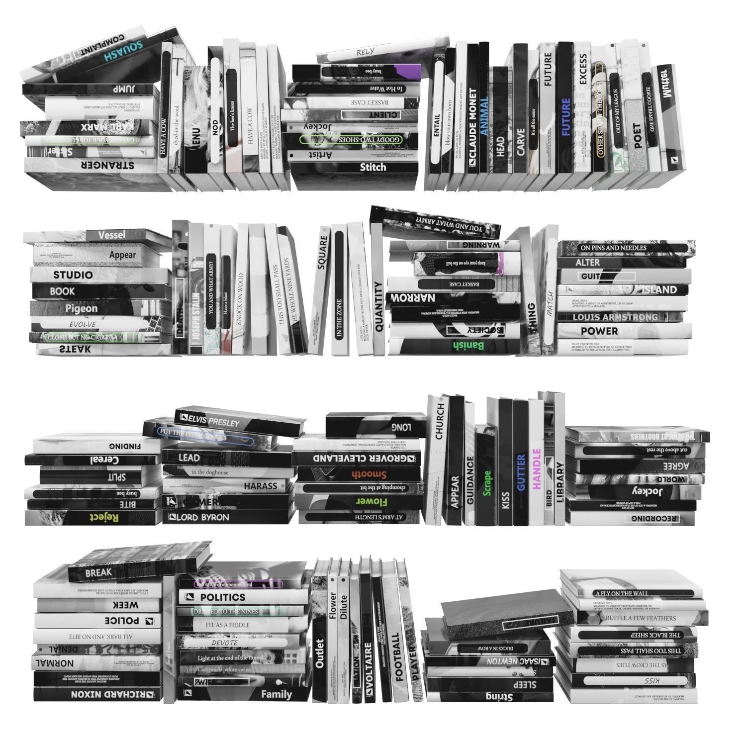 Books 150 pieces 2-4-3 Low-poly 3D model_1