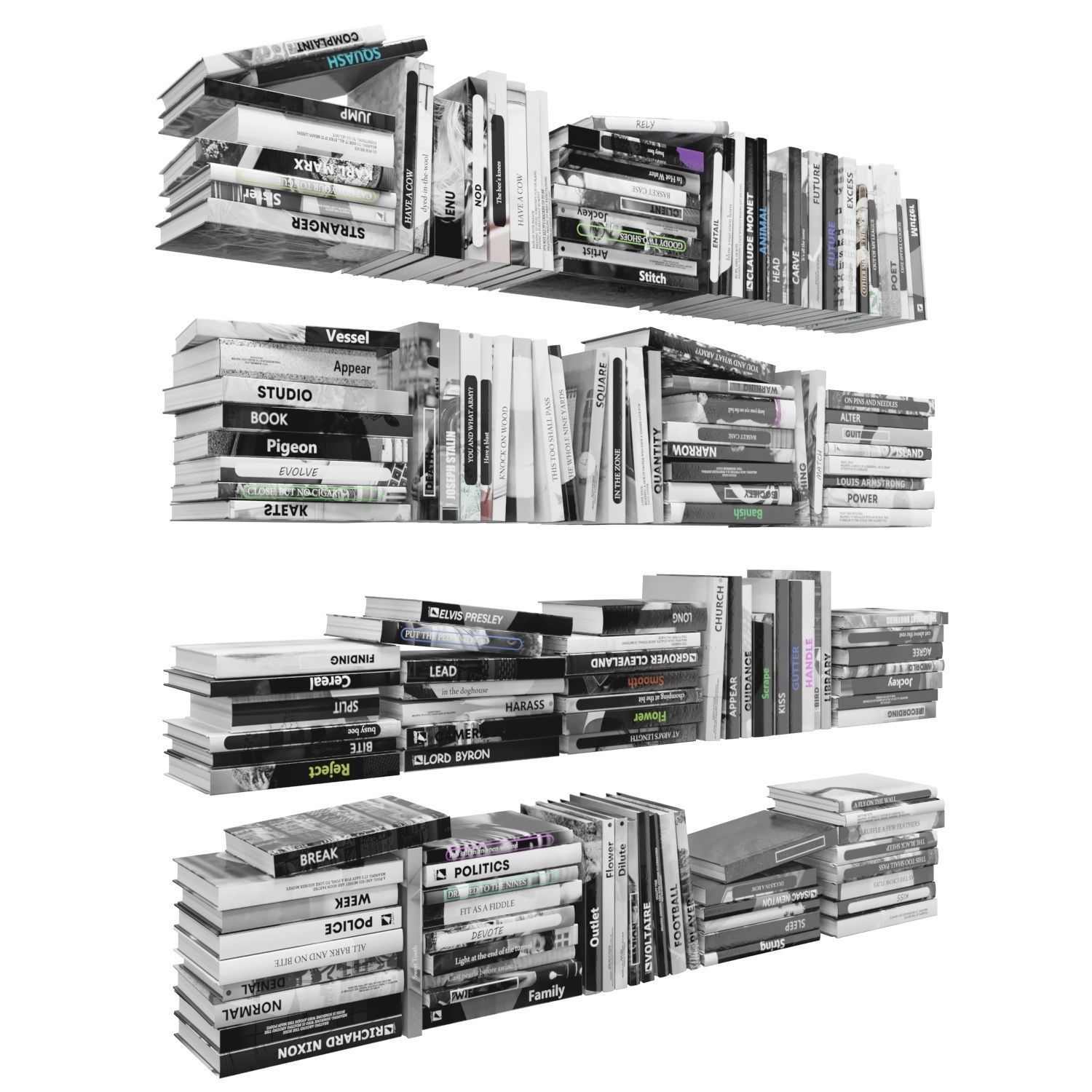 Books 150 pieces 2-4-3 Low-poly 3D model_2