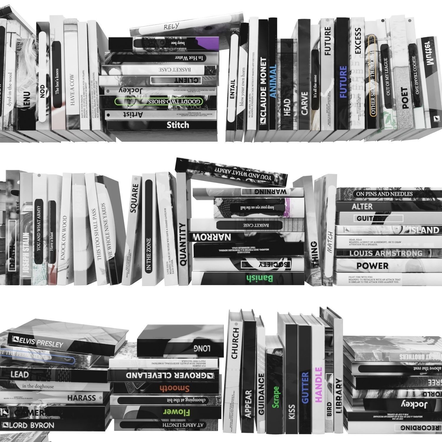 Books 150 pieces 2-4-3 Low-poly 3D model_10