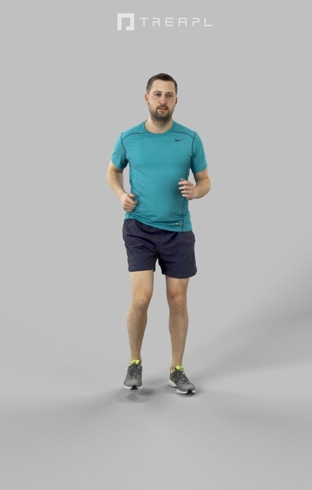Portrait Sportswear Casual Man in Shorts Running Jogging Low-poly 3D model_1