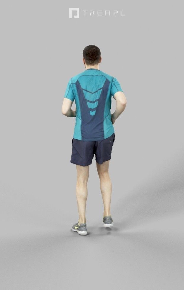 Portrait Sportswear Casual Man in Shorts Running Jogging Low-poly 3D model_4