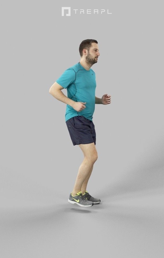 Portrait Sportswear Casual Man in Shorts Running Jogging Low-poly 3D model_2