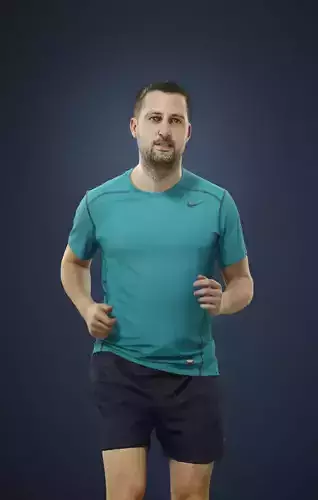Portrait Sportswear Casual Man in Shorts Running Jogging Low-poly 3D model
