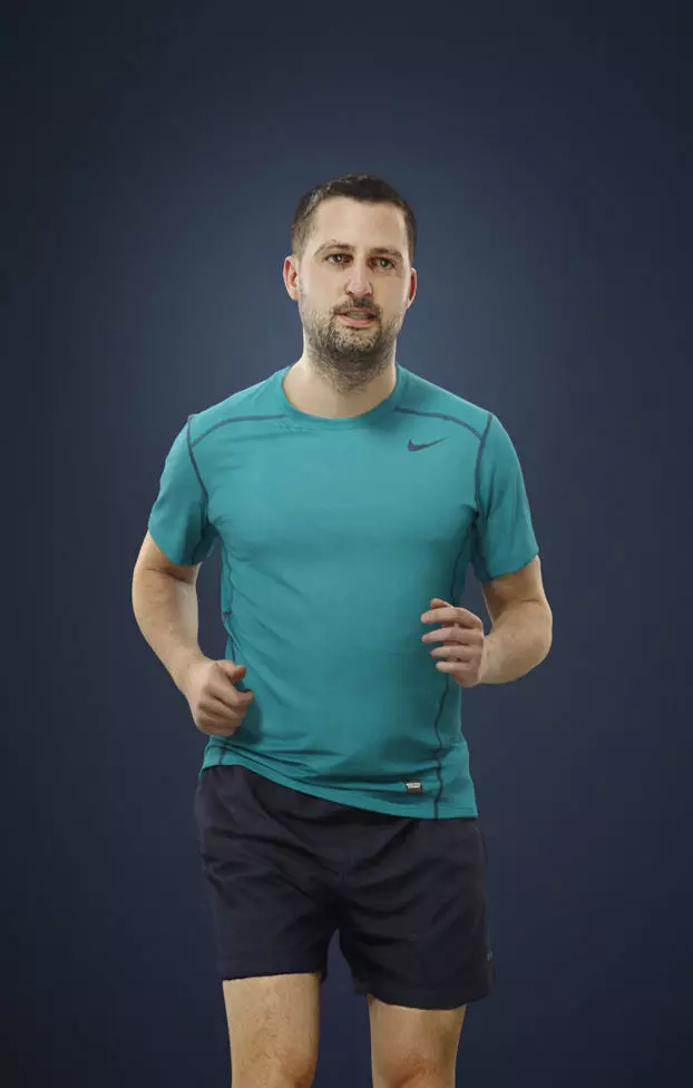 Portrait Sportswear Casual Man in Shorts Running Jogging Low-poly 3D model_0