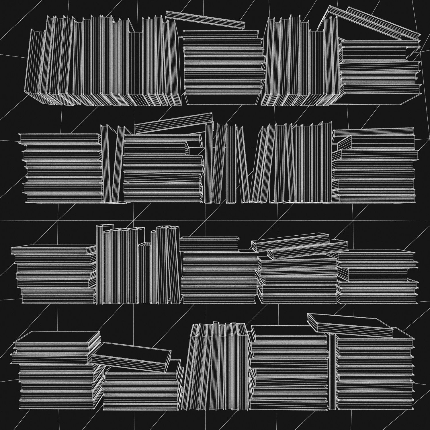 Books 150 pieces 2-4-5 Low-poly 3D model_31