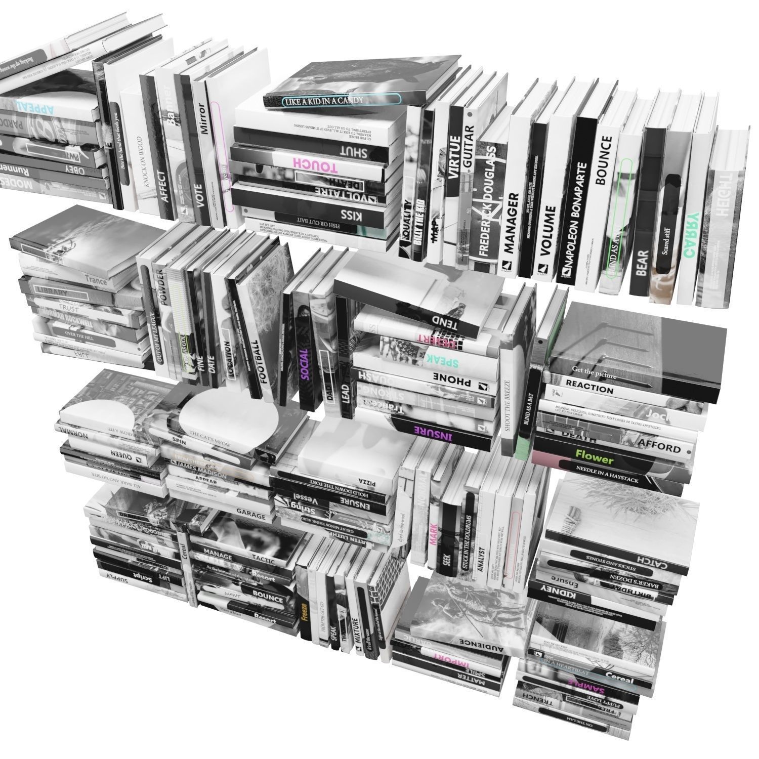 Books 150 pieces 2-4-5 Low-poly 3D model_6