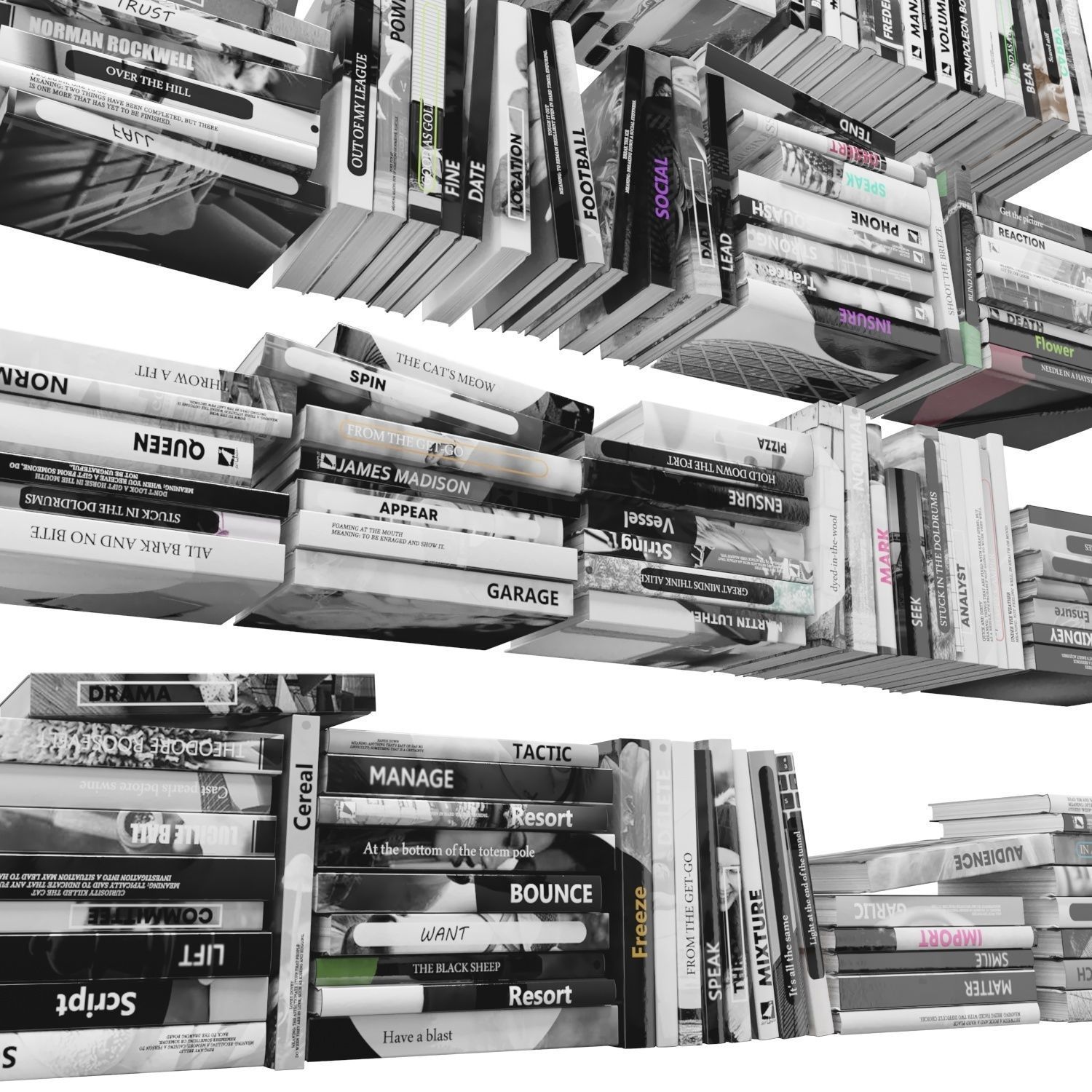 Books 150 pieces 2-4-5 Low-poly 3D model_16
