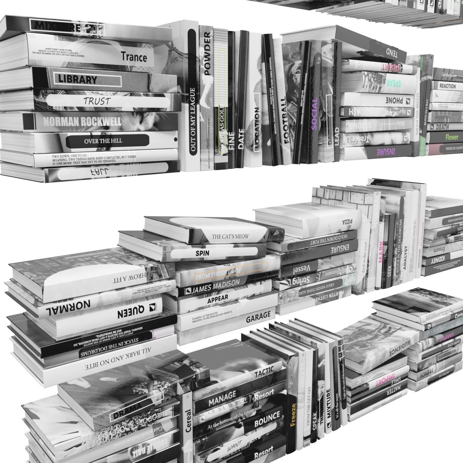 Books 150 pieces 2-4-5 Low-poly 3D model_18