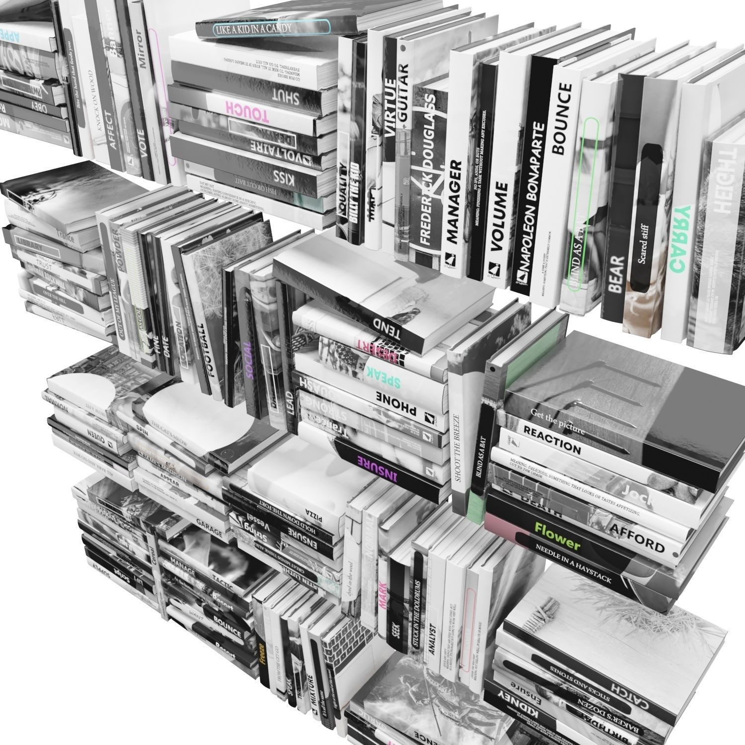 Books 150 pieces 2-4-5 Low-poly 3D model_20