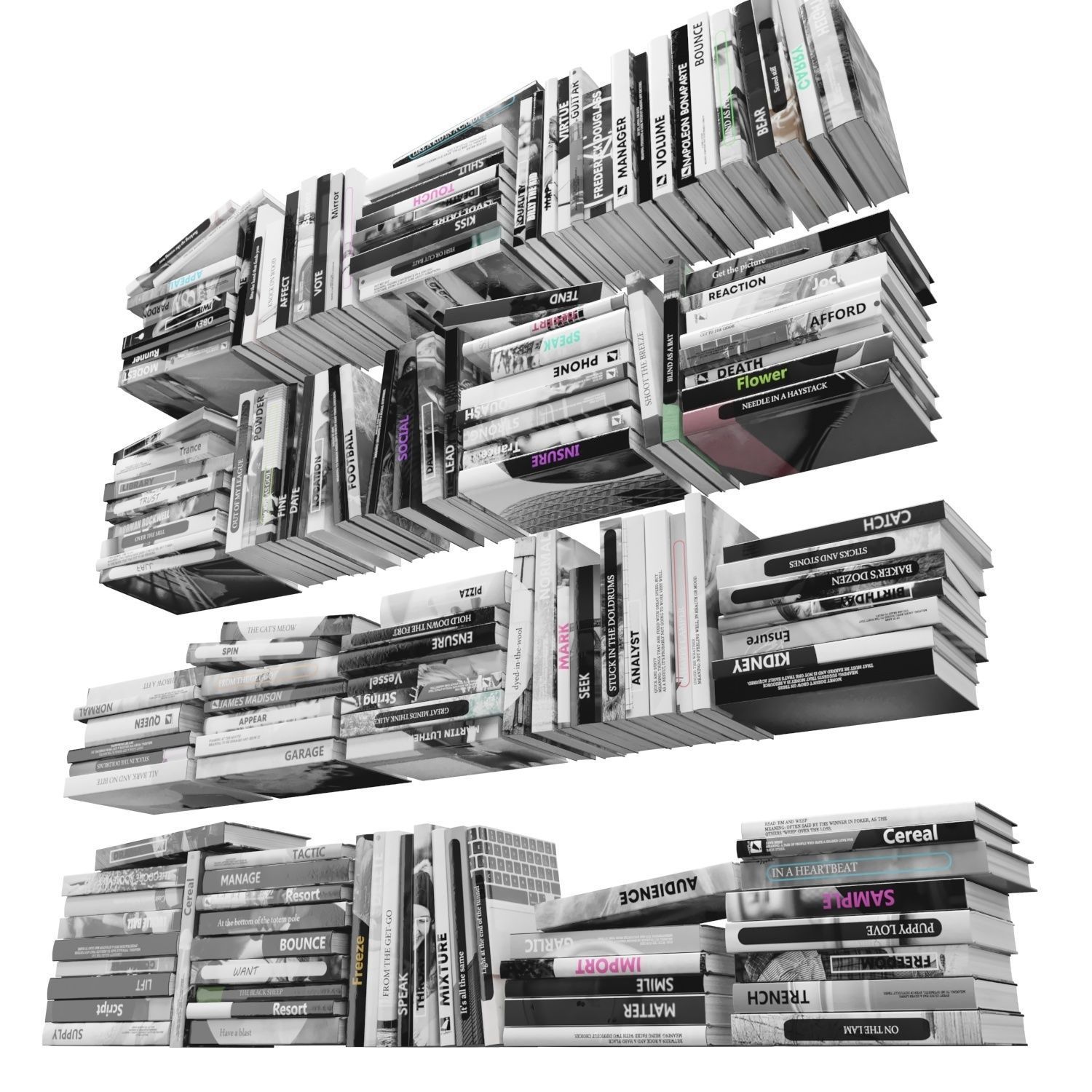 Books 150 pieces 2-4-5 Low-poly 3D model_5