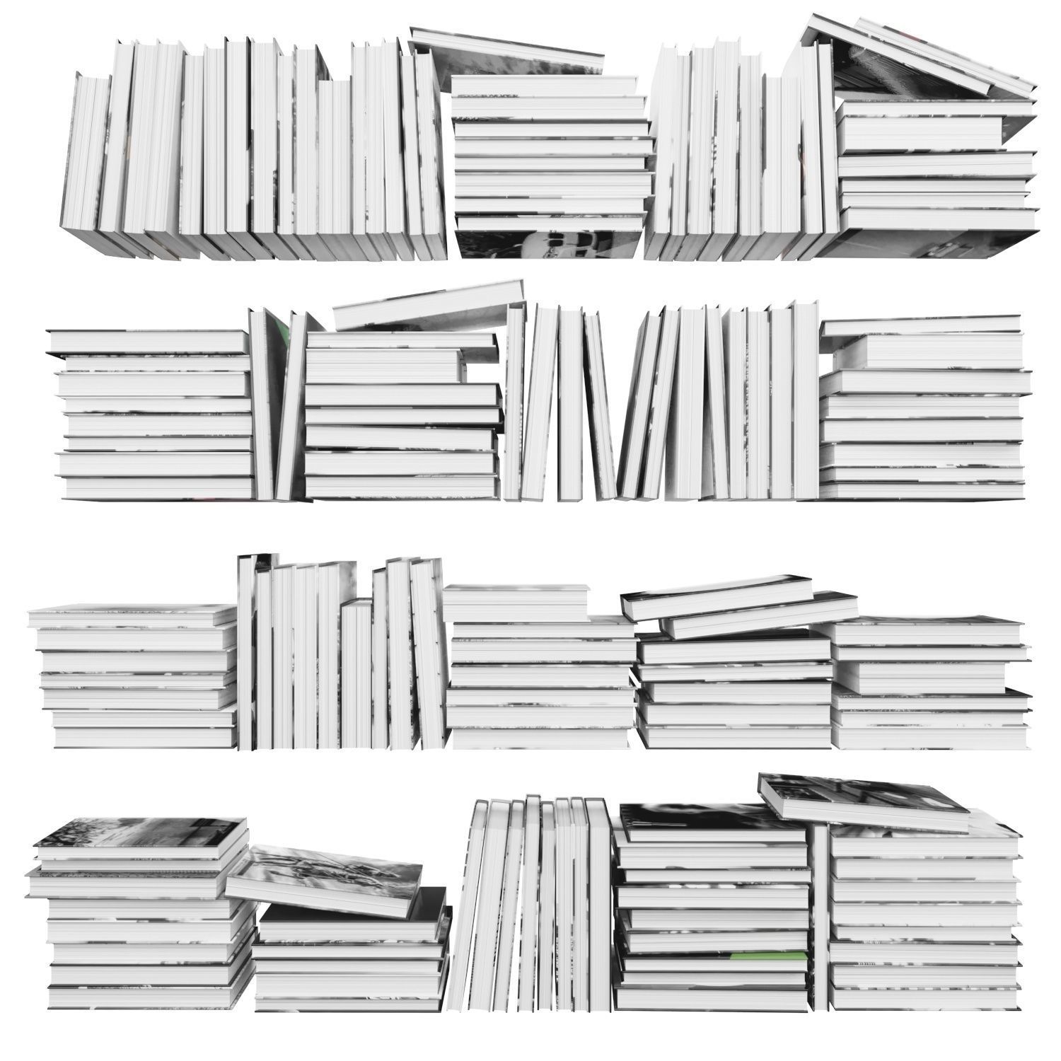 Books 150 pieces 2-4-5 Low-poly 3D model_15