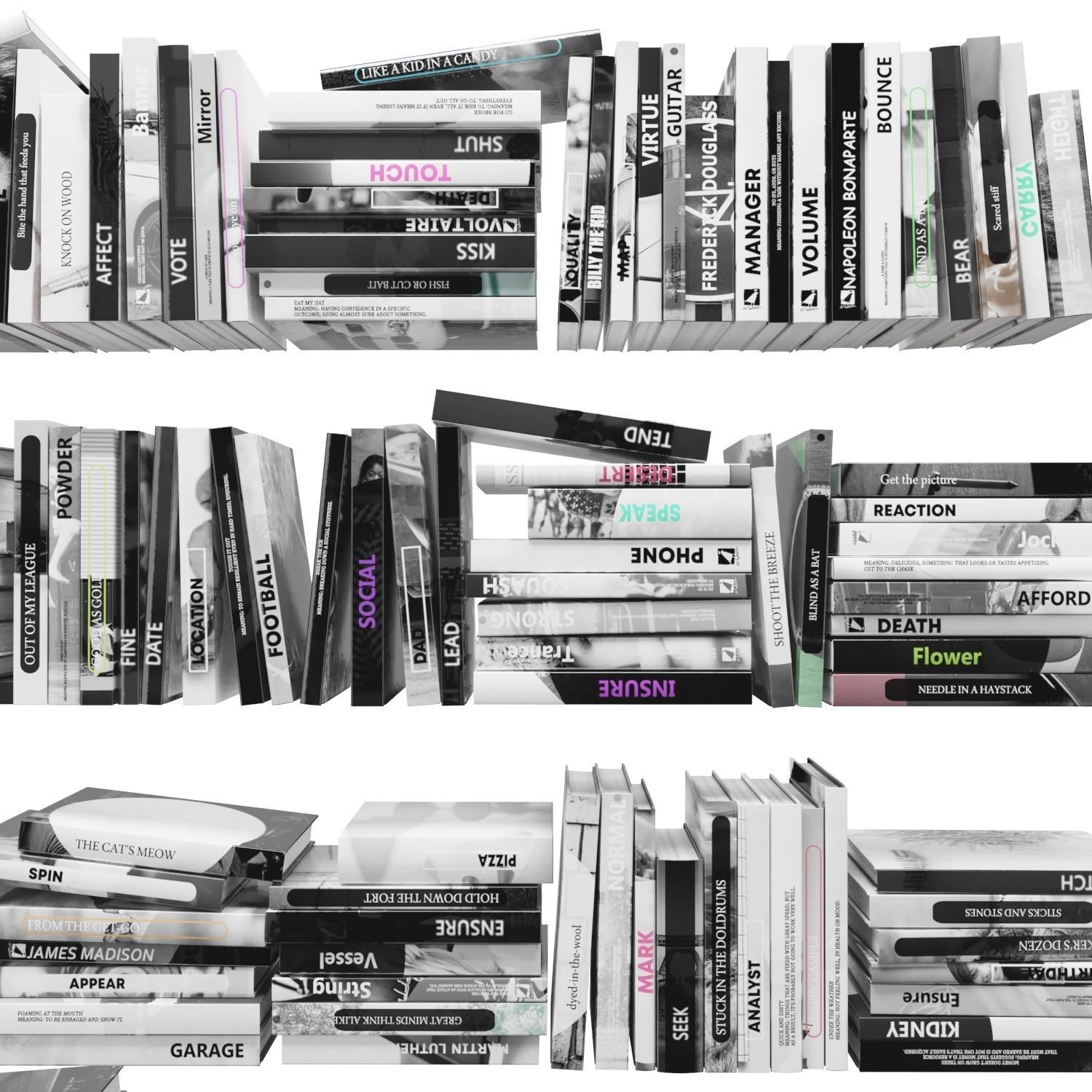 Books 150 pieces 2-4-5 Low-poly 3D model_11