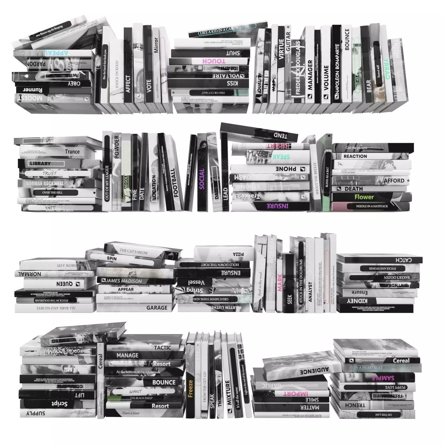 Books 150 pieces 2-4-5 Low-poly 3D model_0