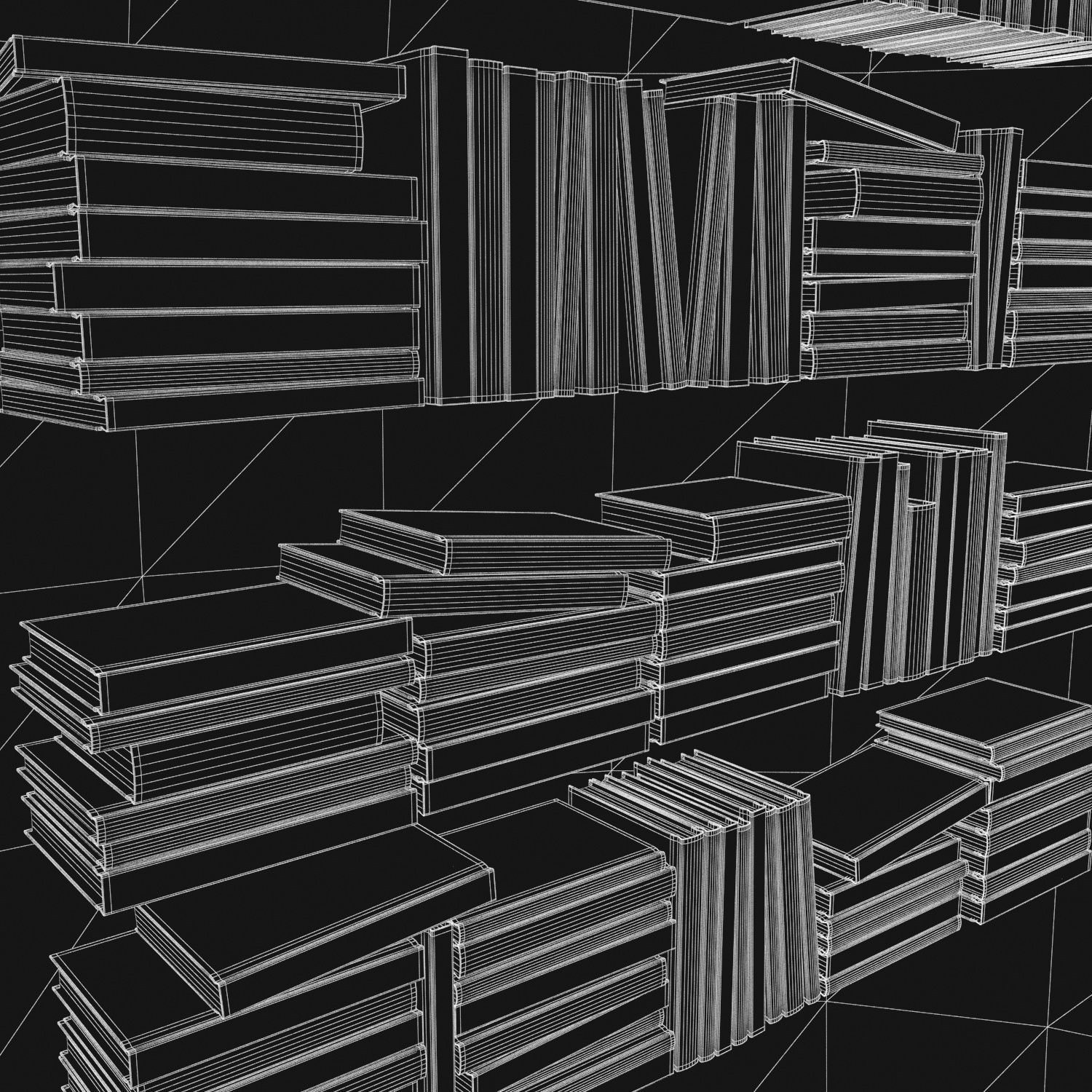 Books 150 pieces 2-4-5 Low-poly 3D model_33