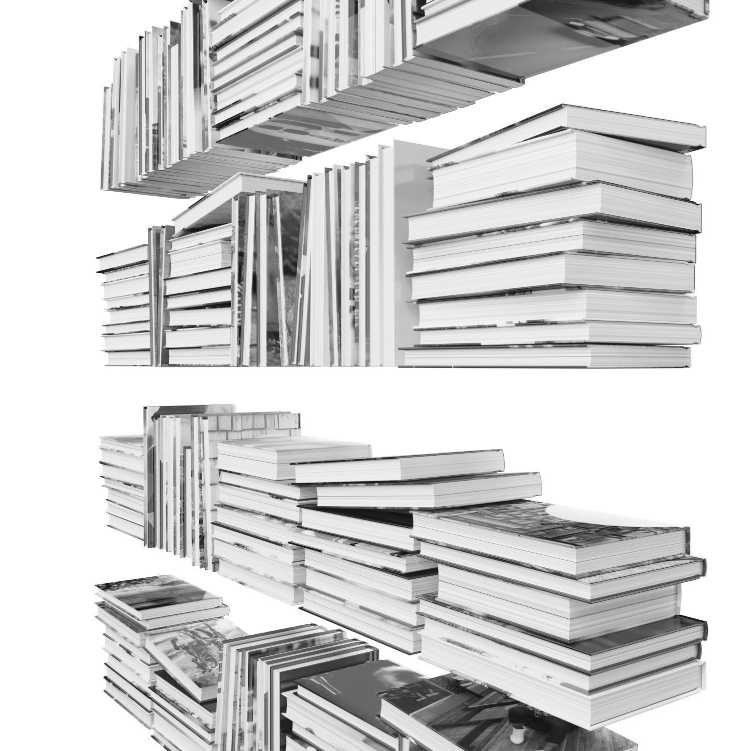 Books 150 pieces 2-4-5 Low-poly 3D model_12
