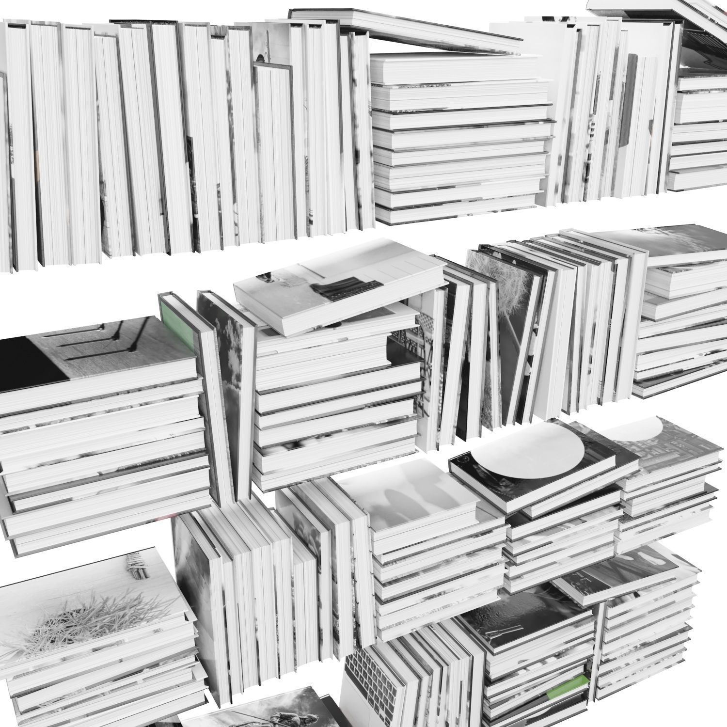 Books 150 pieces 2-4-5 Low-poly 3D model_8
