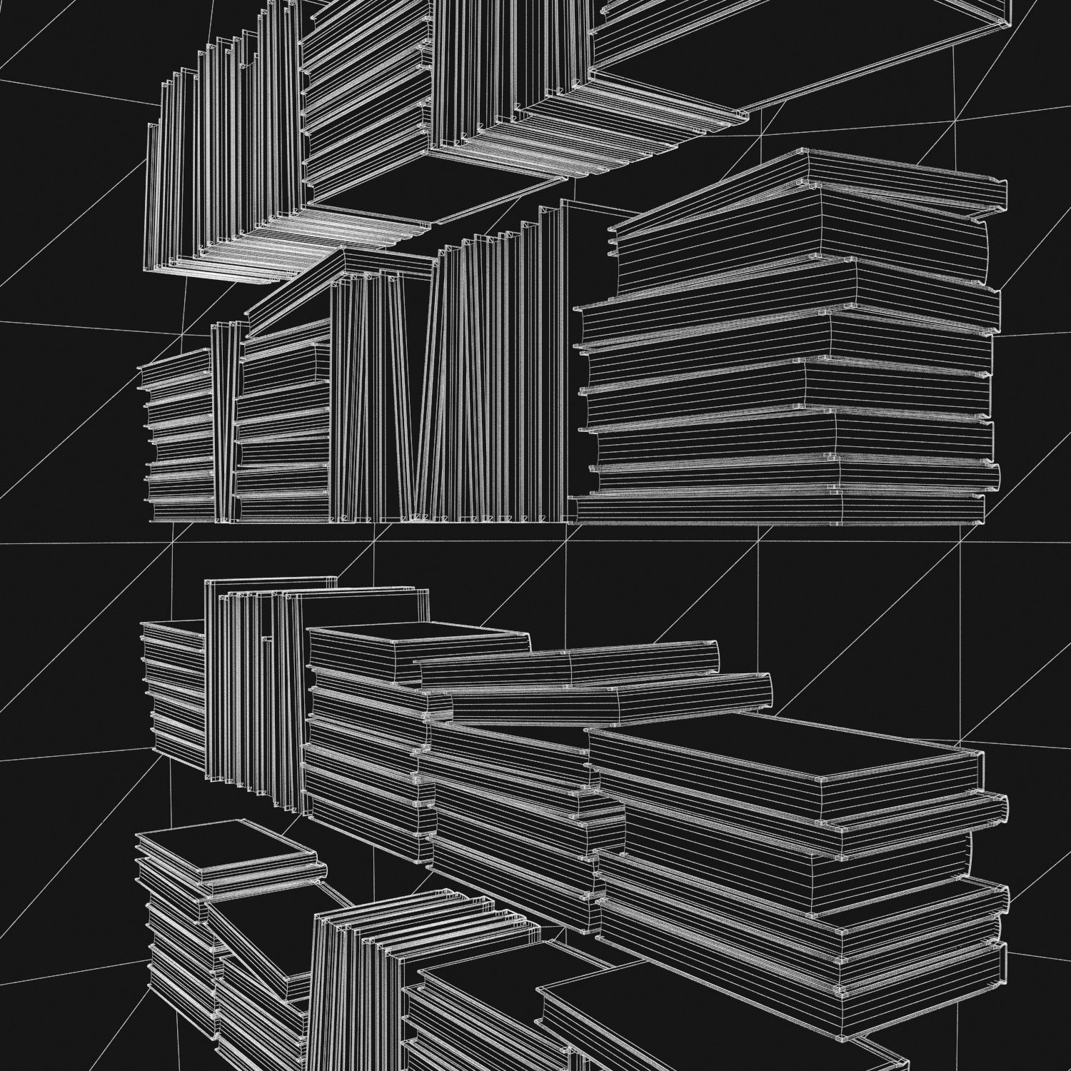 Books 150 pieces 2-4-5 Low-poly 3D model_30