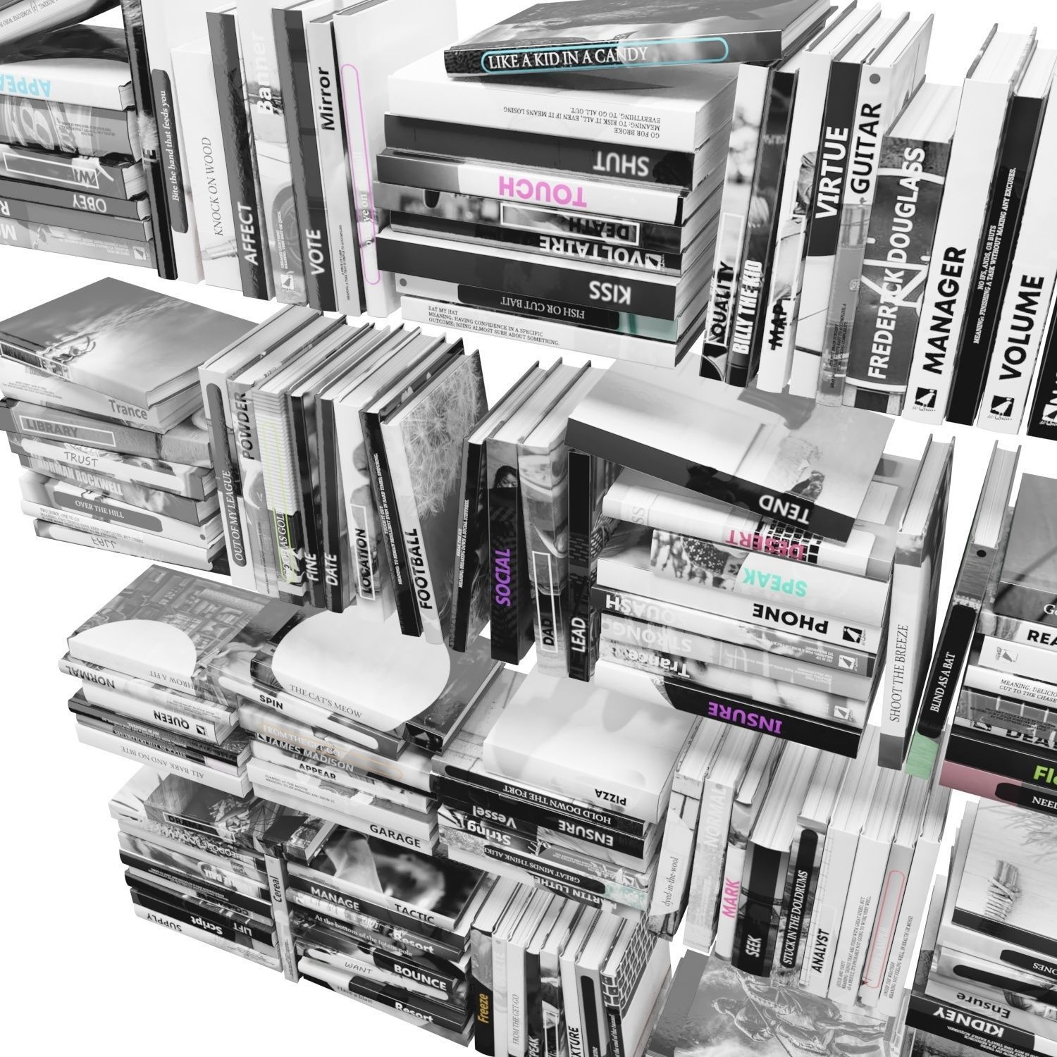 Books 150 pieces 2-4-5 Low-poly 3D model_22