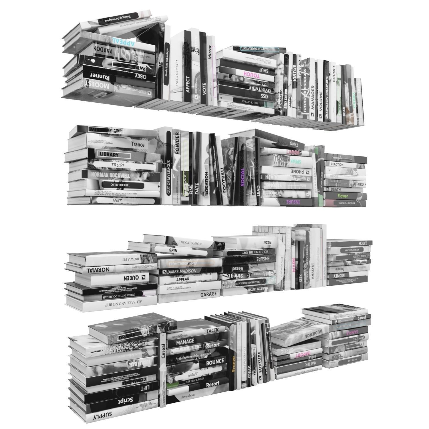 Books 150 pieces 2-4-5 Low-poly 3D model_3