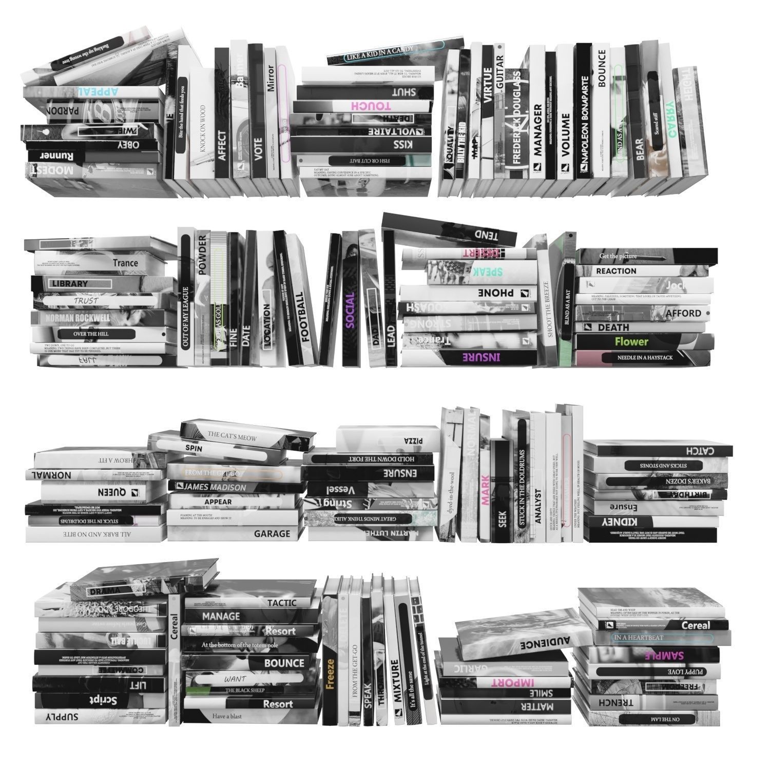 Books 150 pieces 2-4-5 Low-poly 3D model_1