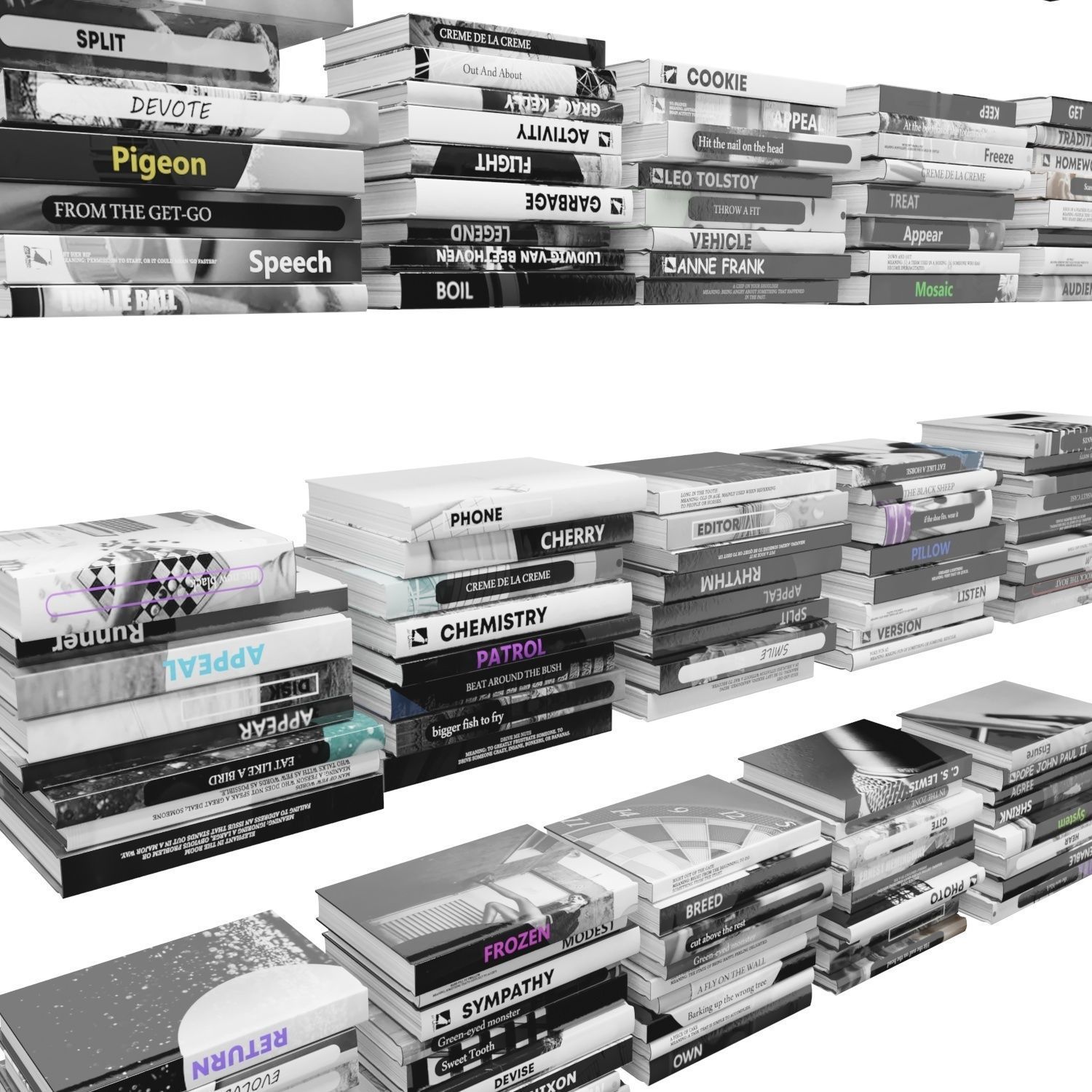Books 150 pieces 2-5-2 Low-poly 3D model_19