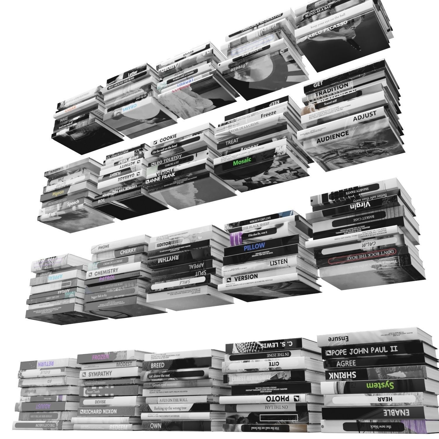 Books 150 pieces 2-5-2 Low-poly 3D model_4