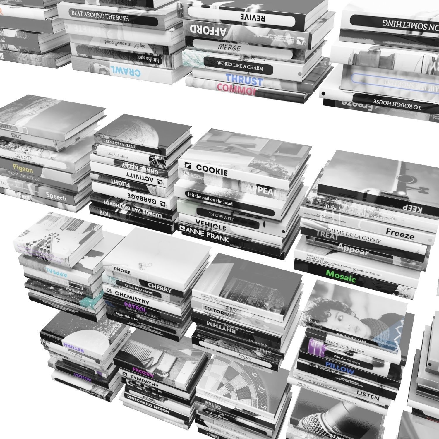 Books 150 pieces 2-5-2 Low-poly 3D model_22
