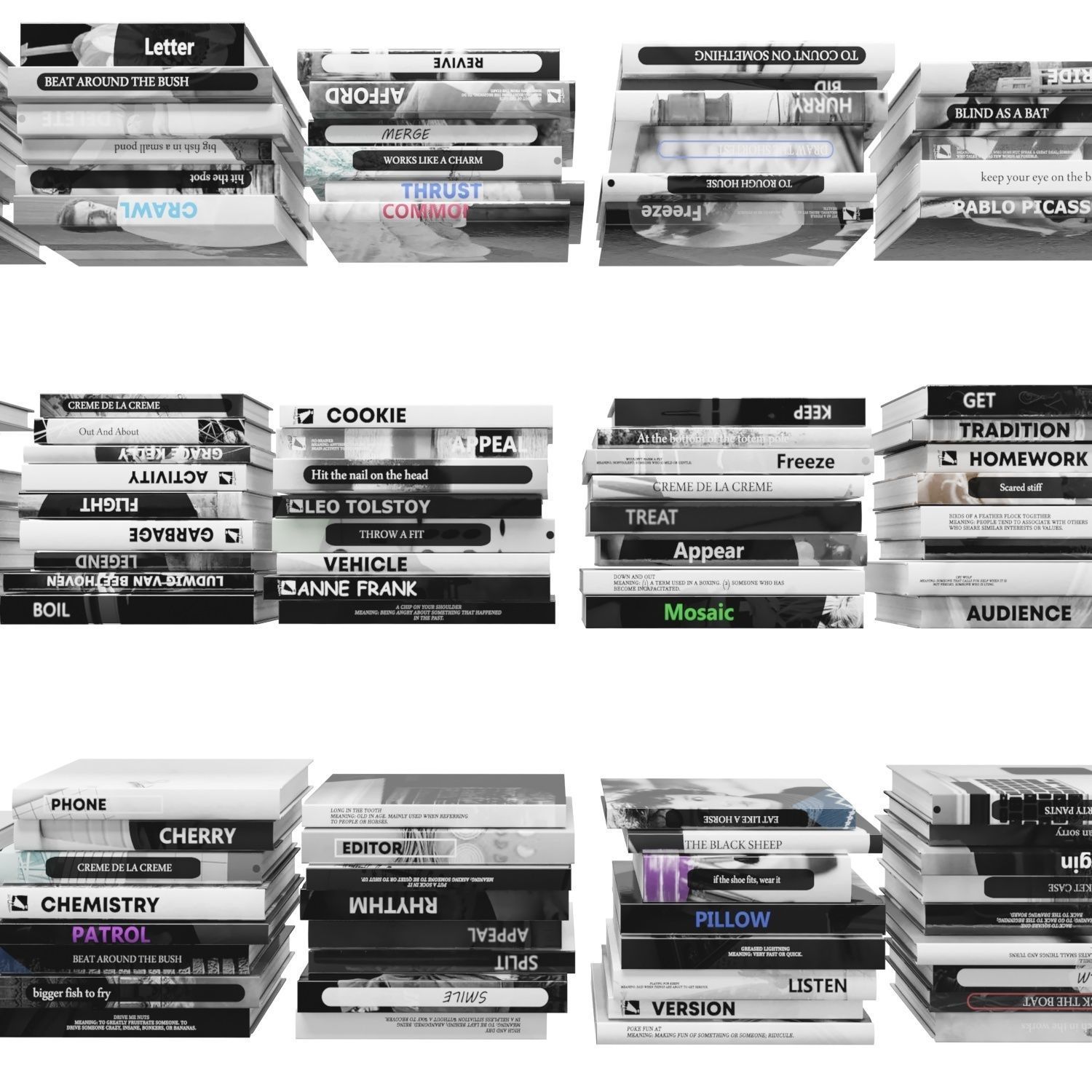 Books 150 pieces 2-5-2 Low-poly 3D model_11