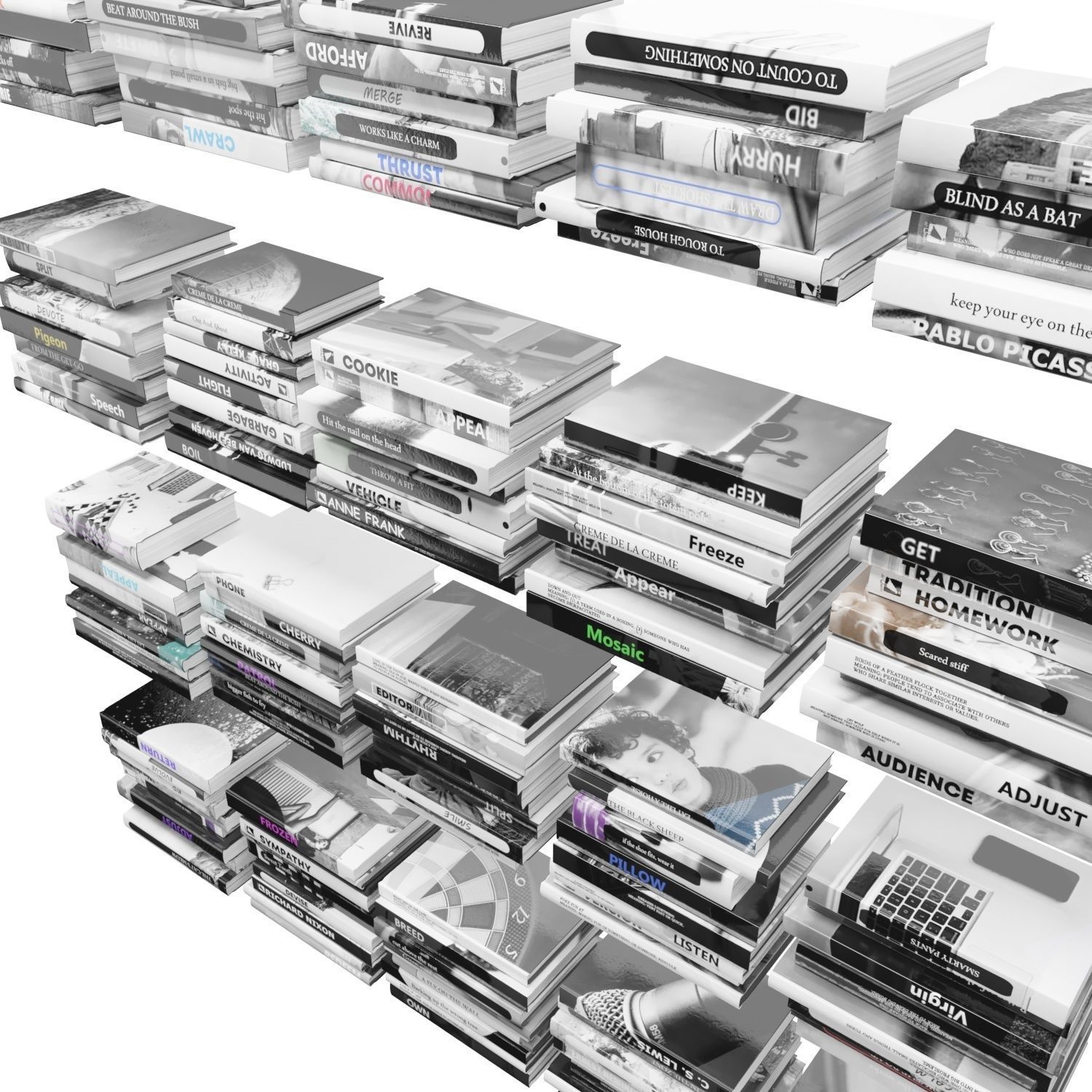 Books 150 pieces 2-5-2 Low-poly 3D model_20